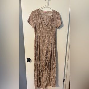 Pink Lily High-Low brown floral dress